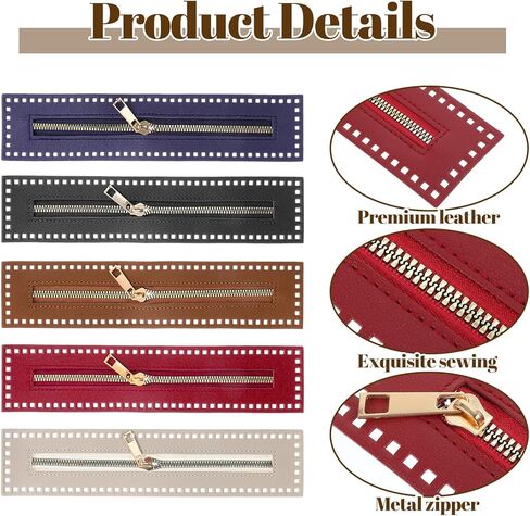 5 PCS Crochet Zipper with Holes, Multicolor Heavy Duty Zippers for Sewing, Simple Beautiful Zippers for Crochet Bags DIY Purse Handicraft Sewing in Kuwait