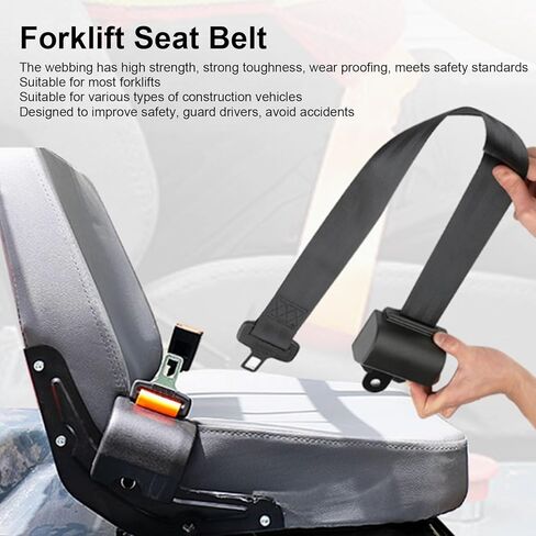 GOWENIC Forklift Seat Belt, 43.3 Inch Retractable Length, High Webbing Strength, with Versatile Design, for Construction Vehicle in Kuwait