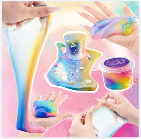 24 Pack Clear Slime Kit and Galaxy Slime for Kids,Slime Party Favors,Unicorn Slime Kit for Girls,Slime Bulk for Birthday Gifts,Non-Sticky and Safe,Super Soft Stress Relief Toy for Girls & Boys in Kuwait