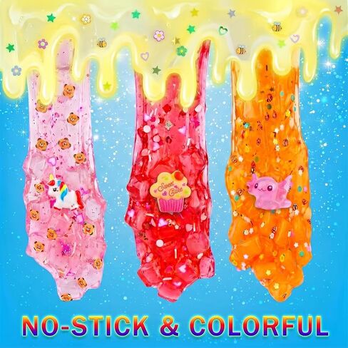 Slime Kit 9 Pack, with 3 Jelly Cube Crunchy Slime and 3 Cloud Slime and 3 Butter Slime, Soft and Non-Sticky, DIY Slimes Toys for Girls Boys, Kids Stress Relief Toy, Birthday Favor, Party Favors in Kuwait
