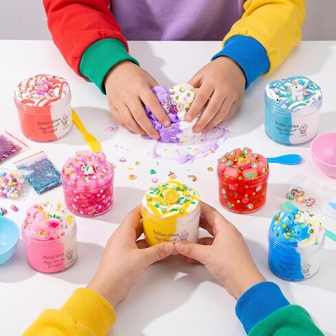 Slime Kit 9 Pack, with 3 Jelly Cube Crunchy Slime and 3 Cloud Slime and 3 Butter Slime, Soft and Non-Sticky, DIY Slimes Toys for Girls Boys, Kids Stress Relief Toy, Birthday Favor, Party Favors in Kuwait