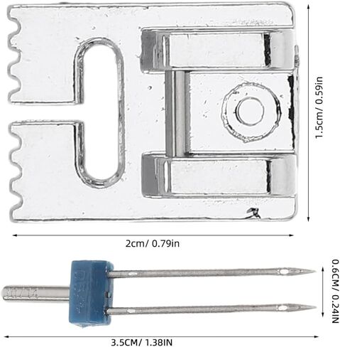 VILLCASE Twin Needles 6-Pack with 3 Groove Pintuck Presser Feet – 2mm 3mm 4mm Double Stretch Needles for Knit & Spandex, Decorative Parallel Stitches for Apparel & Home Décor in Kuwait