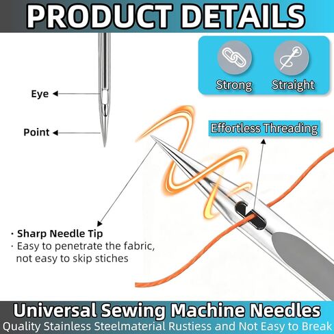 60 Pcs Universal Heavy Duty Sewing Machine Needles Size HAX1 110/18,100/16,90/14,Quilting Sewing Machine Needles for Thick Fabric Leather Jeans Canvas Embroidery,Compatible with Kind of Sewing Machine in Kuwait