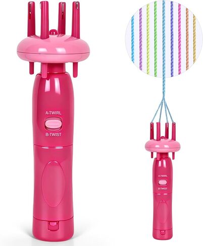 VIBERAY Cord Maker Fringe Twister Tool, Needlepoint Cording Handheld Tassel Maker Tool for Fast DIY Crafts & Home Decor, Craft Yarn Making Twister for Beginners and Knitting Enthusiast (Pink) in Kuwait