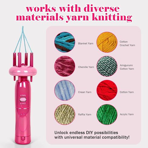 VIBERAY Cord Maker Fringe Twister Tool, Needlepoint Cording Handheld Tassel Maker Tool for Fast DIY Crafts & Home Decor, Craft Yarn Making Twister for Beginners and Knitting Enthusiast (Pink) in Kuwait