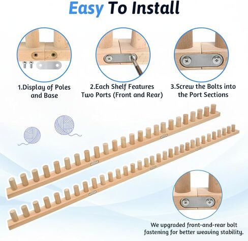 parknshop Upgraded Chunky Knit Loom (48"/60") - Premium Beech Wood Large Blanket Knitting Loom with Screw Fastening, No-Needle DIY Weaving Board for Beginners, Scarves & Handmade Blankets (64") in Kuwait