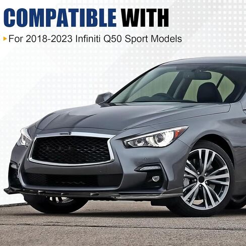 Fit for 2018-2025 Infiniti Q50 Q50L Sport Front Bumper Lip, Gloss Black ABS Air Splitter Chin Body Kit OEM Style in Kuwait
