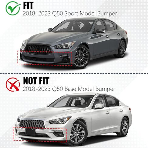Fit for 2018-2025 Infiniti Q50 Q50L Sport Front Bumper Lip, Gloss Black ABS Air Splitter Chin Body Kit OEM Style in Kuwait