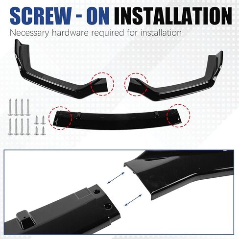 Fit for 2018-2025 Infiniti Q50 Q50L Sport Front Bumper Lip, Gloss Black ABS Air Splitter Chin Body Kit OEM Style in Kuwait