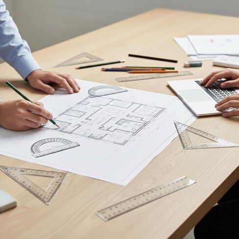 مجموعة هندسية مكونة من 6 قطع من البلاستيك الشفاف ومسطرة شفافة تتضمن منقلة ومسطرة مستقيمة ومسطرة مثلثة وأدوات قياس واضحة لمستلزمات المكتب والمنزل in Kuwait
