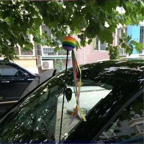 Rainbow Car Antenna Topper,Funny Antennas Balls for Cars Helps to Locate Vehicles Quickly,Universal Car Antenna Decoration Automotive Exterior Accessories for Most Vehicles,Balls:1.74in,length:11.34in in Kuwait