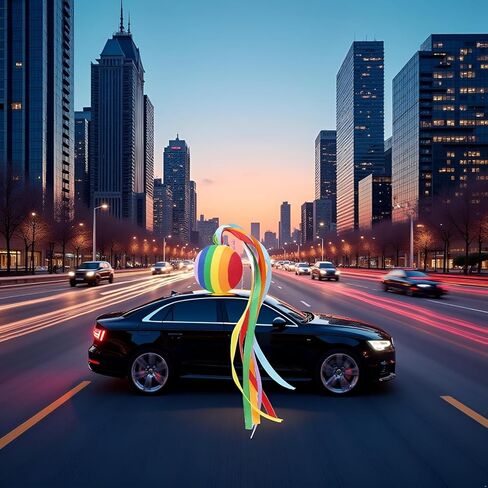 Rainbow Car Antenna Topper,Funny Antennas Balls for Cars Helps to Locate Vehicles Quickly,Universal Car Antenna Decoration Automotive Exterior Accessories for Most Vehicles,Balls:1.74in,length:11.34in in Kuwait