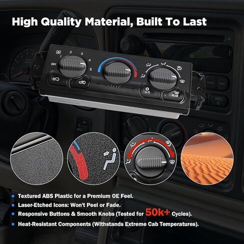 599-218 وحدة التحكم في المناخ الأمامي HVAC سخان A/C مفتاح التحكم متوافق مع شيفروليه سيلفرادو سوبربان أفالانش 1999-2002 وجي إم سي سييرا يوكون 1500 2500 3500 HD، يستبدل 15054697 19244873 in Kuwait