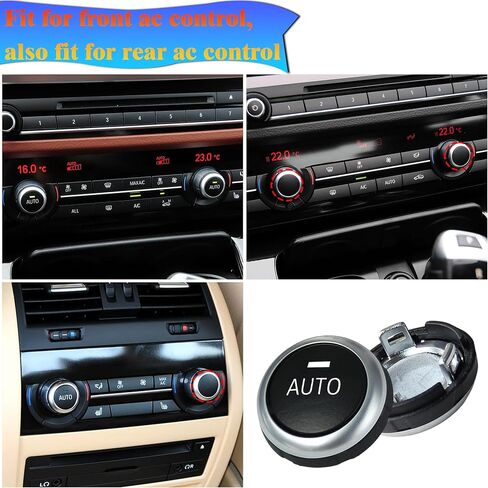 زر مقبض مكيف الهواء متوافق مع BMW 5' 6' 7' X5 X6 F10 F15 F16 F12 F13 F01 وحدة التحكم الأمامية/استبدال مقبض التحكم في المناخ الخلفي لـ 61319393931 (مجموعتان i* مع AUTO+1*بدون AUTO) in Kuwait