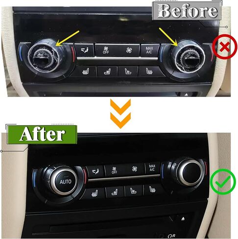 زر مقبض مكيف الهواء متوافق مع BMW 5' 6' 7' X5 X6 F10 F15 F16 F12 F13 F01 وحدة التحكم الأمامية/استبدال مقبض التحكم في المناخ الخلفي لـ 61319393931 (مجموعتان i* مع AUTO+1*بدون AUTO) in Kuwait