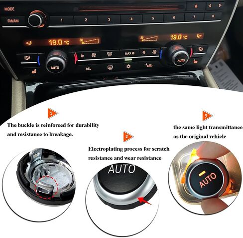 زر مقبض مكيف الهواء متوافق مع BMW 5' 6' 7' X5 X6 F10 F15 F16 F12 F13 F01 وحدة التحكم الأمامية/استبدال مقبض التحكم في المناخ الخلفي لـ 61319393931 (مجموعتان i* مع AUTO+1*بدون AUTO) in Kuwait