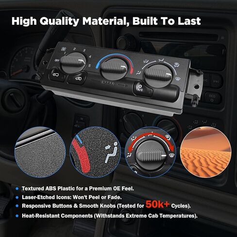 Front HVAC Climate Control Module Panel Fit for GMC 1999-2002 Sierra Chevy Silverado 1500 2500, Tahoe Suburban Yukon, Manual A/C Heater Control Switch Replaces 599-266 15054697 15753264 19244873 in Kuwait