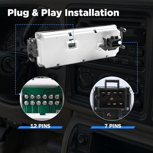 Front HVAC Climate Control Module Panel Fit for GMC 1999-2002 Sierra Chevy Silverado 1500 2500, Tahoe Suburban Yukon, Manual A/C Heater Control Switch Replaces 599-266 15054697 15753264 19244873 in Kuwait