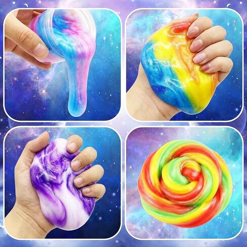 Galaxy Slime 4 Pack, Non-Sticky Wet Slime,Colorful, Stress Relief Toy, Party Favors for Boys Girls, Super Soft, 60ml Each in Kuwait