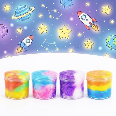 Galaxy Slime 4 Pack, Non-Sticky Wet Slime,Colorful, Stress Relief Toy, Party Favors for Boys Girls, Super Soft, 60ml Each in Kuwait