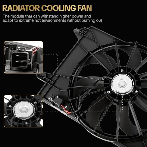 621-526 AC Condenser Cooling Radiator Fan Assembly 12V Fits for 2009-2023 Chrysler 300/Challenger/Charger 2.7L 3.6L 5.7L 68050129AA in Kuwait