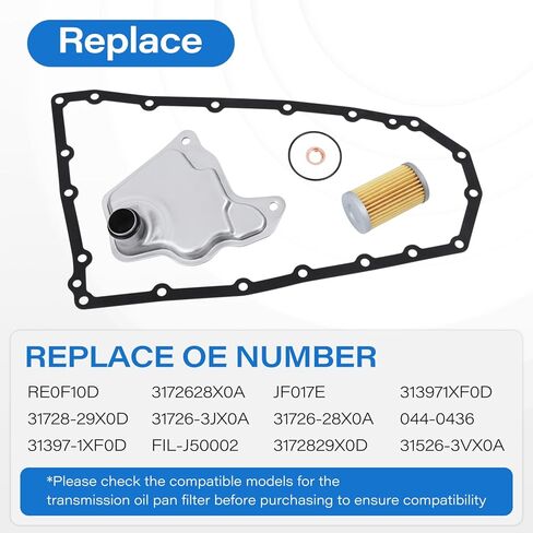 RE0F10D JF017E CVT طقم حشية وعاء زيت فلتر ناقل الحركة، متوافق مع Nissan Altima NV200 Rogue Qashqai QX50، يستبدل 31728-28X0A 31728-29X0D 31397-1XF0D in Kuwait