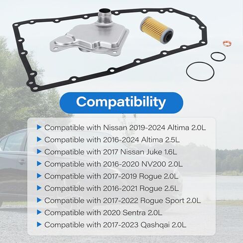 RE0F10D JF017E CVT طقم حشية وعاء زيت فلتر ناقل الحركة، متوافق مع Nissan Altima NV200 Rogue Qashqai QX50، يستبدل 31728-28X0A 31728-29X0D 31397-1XF0D in Kuwait
