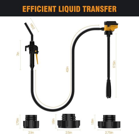 Fuel Transfer Pump for DEWALT 20V Battery(Not Included) – Cordless 3.7 GPM Automatic Gas Pump Kit for Gasoline, Diesel & Oil with 3 Tank Adapters, Battery Powered, Safe & Fast in Kuwait