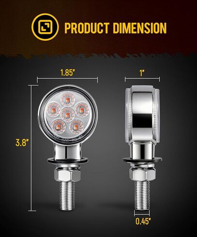 Partsam 2pcs 1.8 "مصغرة مستديرة مزدوجة الوجه 10LEDs علامة بدوره إشارة ضوء قاعدة التمثال، العنبر/الأحمر إلى الأرجواني أضواء مساعدة، T-Mount، عدسة واضحة، الإسكان سبائك الألومنيوم in Kuwait