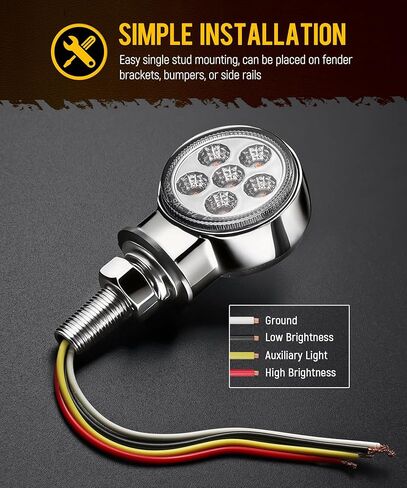 Partsam 2pcs 1.8 "مصغرة مستديرة مزدوجة الوجه 10LEDs علامة بدوره إشارة ضوء قاعدة التمثال، العنبر/الأحمر إلى الأرجواني أضواء مساعدة، T-Mount، عدسة واضحة، الإسكان سبائك الألومنيوم in Kuwait