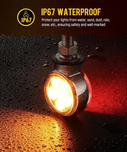 Partsam 2pcs 1.8 "مصغرة مستديرة مزدوجة الوجه 10LEDs علامة بدوره إشارة ضوء قاعدة التمثال، العنبر/الأحمر إلى الأرجواني أضواء مساعدة، T-Mount، عدسة واضحة، الإسكان سبائك الألومنيوم in Kuwait