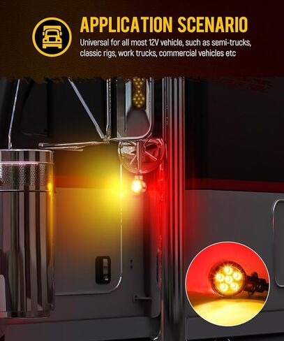 Partsam 2pcs 1.8 "مصغرة مستديرة مزدوجة الوجه 10LEDs علامة بدوره إشارة ضوء قاعدة التمثال، العنبر/الأحمر إلى الأرجواني أضواء مساعدة، T-Mount، عدسة واضحة، الإسكان سبائك الألومنيوم in Kuwait