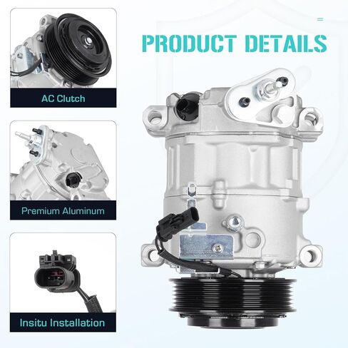 A/C Compressor with Clutch for Chevrolet Silverado 2500/3500 HD 6.6L 2015-2023, for GMC Sierra 2500/3500 HD 6.6L 2015-2023 (DIESEL Only, Not for FLEX or Gas), Replace CO29169C, Air Condition in Kuwait