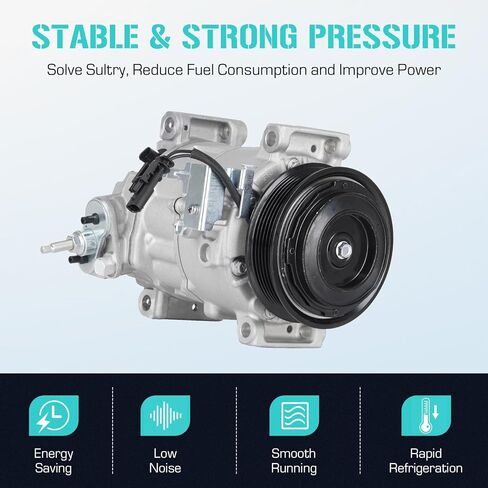 A/C Compressor with Clutch for Chevrolet Silverado 2500/3500 HD 6.6L 2015-2023, for GMC Sierra 2500/3500 HD 6.6L 2015-2023 (DIESEL Only, Not for FLEX or Gas), Replace CO29169C, Air Condition in Kuwait