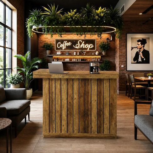 Tribesigns Reception Desk with Counter, 51" Wooden Front Desk with Storage, L Shaped Retail Counter Cashier Table Hostess Stand for Checkout, Barber, Beauty Salon, Cafe, Restaurant,Home Office in Kuwait
