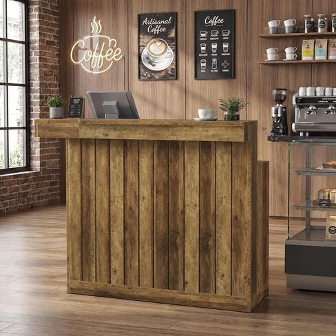 Tribesigns Reception Desk with Counter, 51" Wooden Front Desk with Storage, L Shaped Retail Counter Cashier Table Hostess Stand for Checkout, Barber, Beauty Salon, Cafe, Restaurant,Home Office in Kuwait