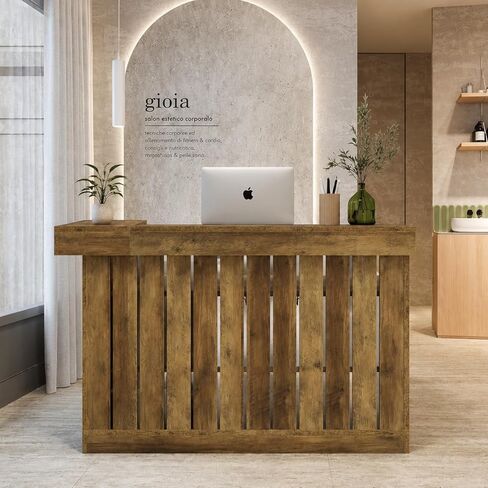 Tribesigns Reception Desk with Counter, 51" Wooden Front Desk with Storage, L Shaped Retail Counter Cashier Table Hostess Stand for Checkout, Barber, Beauty Salon, Cafe, Restaurant,Home Office in Kuwait
