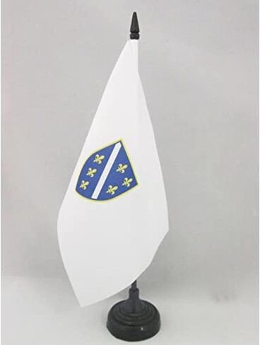 Bosnia and Herzegovina 1992-1998 Table Flag 5'' x 8'' - old Bosnian Desk Flag 21 x 14 cm - Black plastic stick and base - AZ FLAG in Kuwait