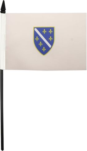 Bosnia and Herzegovina 1992-1998 Table Flag 5'' x 8'' - old Bosnian Desk Flag 21 x 14 cm - Black plastic stick and base - AZ FLAG in Kuwait