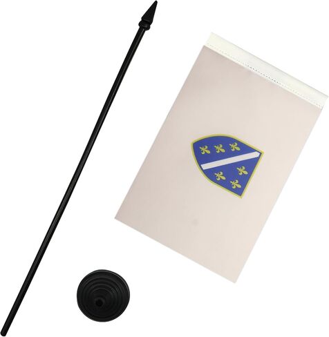 Bosnia and Herzegovina 1992-1998 Table Flag 5'' x 8'' - old Bosnian Desk Flag 21 x 14 cm - Black plastic stick and base - AZ FLAG in Kuwait