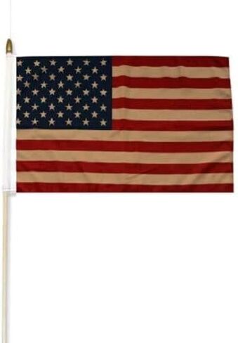 4" x 6" USA American VINTAGE TEA STAINED Stick DESK Flag wood staff in Kuwait