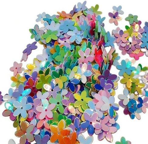 Glitter Flower Sequins, Mixed Colors, Loose Crafting Embellishments for Sewing, Wedding Decoration, Christmas, Clothes, Jewelry Making (A Pack) in Kuwait