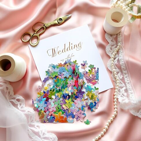 Glitter Flower Sequins, Mixed Colors, Loose Crafting Embellishments for Sewing, Wedding Decoration, Christmas, Clothes, Jewelry Making (A Pack) in Kuwait