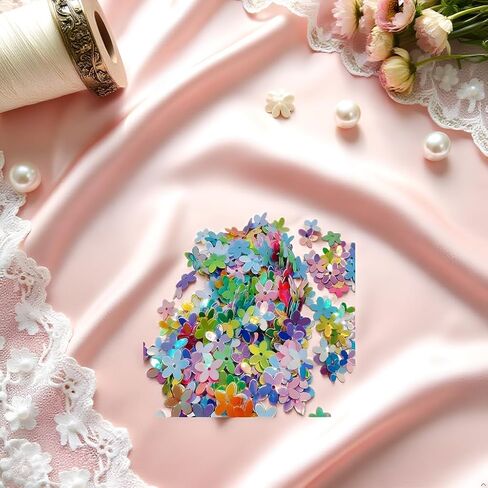 Glitter Flower Sequins, Mixed Colors, Loose Crafting Embellishments for Sewing, Wedding Decoration, Christmas, Clothes, Jewelry Making (A Pack) in Kuwait