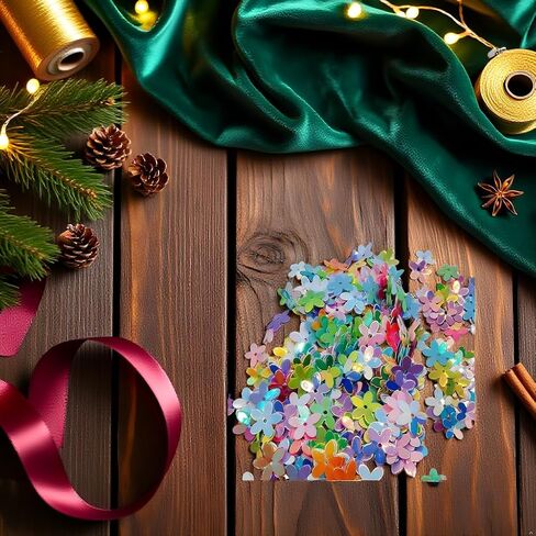Glitter Flower Sequins, Mixed Colors, Loose Crafting Embellishments for Sewing, Wedding Decoration, Christmas, Clothes, Jewelry Making (A Pack) in Kuwait