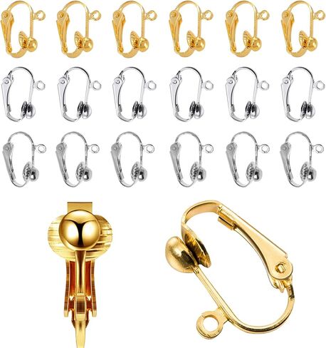 36Pack Clip On Earring Converter Kit, Earring Converters for Non-Pierced Ears with Easy Open Loop， Clip On Backs and Findings for DIY Jewelry Making, Gold and Silver Tones in Kuwait
