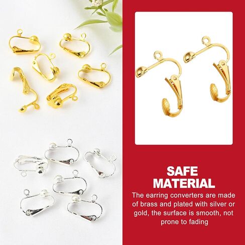 36Pack Clip On Earring Converter Kit, Earring Converters for Non-Pierced Ears with Easy Open Loop， Clip On Backs and Findings for DIY Jewelry Making, Gold and Silver Tones in Kuwait