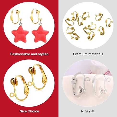 36Pack Clip On Earring Converter Kit, Earring Converters for Non-Pierced Ears with Easy Open Loop， Clip On Backs and Findings for DIY Jewelry Making, Gold and Silver Tones in Kuwait