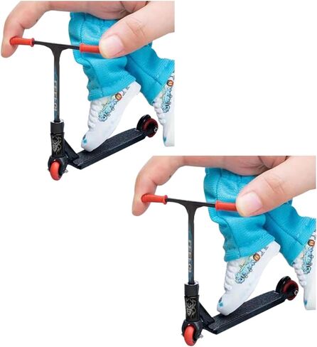 2Pcs Finger Scooter Set Scooter Finger Set Finger Skateboard Educational Bike Miniature Trick Roller Finger Skateboard Training Props in Kuwait