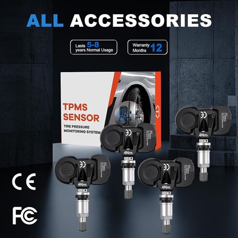 مستشعر TPMS مستشعر ضغط الإطارات متعدد البروتوكولات مناسب لسيارة Toyota/Lexus 2006-2025 315 ميجا هرتز و433 ميجا هرتز لمراقبة ضغط الإطارات للكامري، 4 عداء، كورولا، هايلاندر، RAV4، تاكوما، يارس 4 قطع in Kuwait